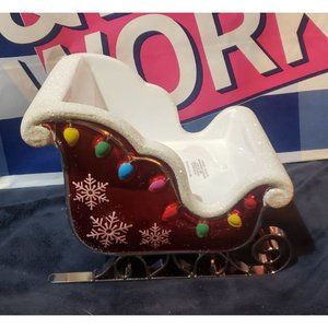 Bath & Body Works Christmas Santa Sleigh 3 Wick Candle Holder Pedestal